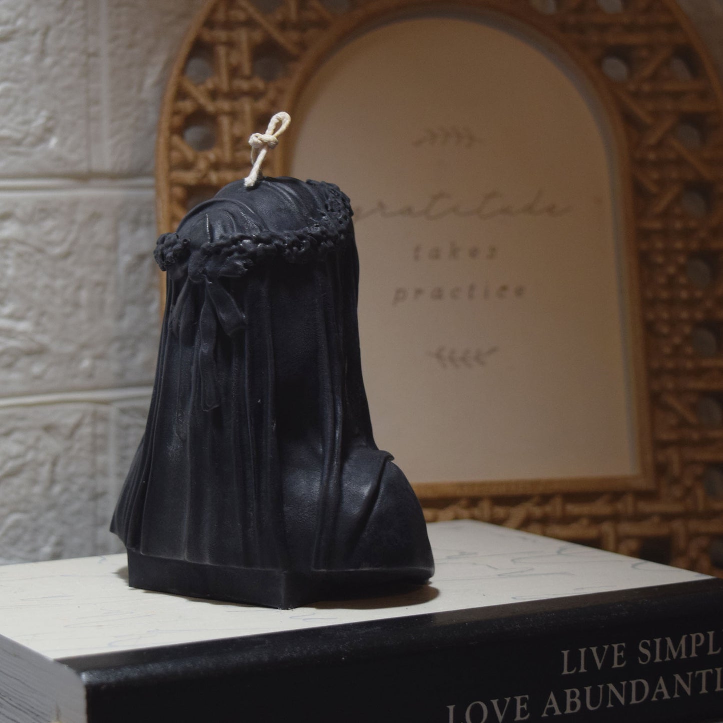 Black Veiled Lady Candle | Gothic Sculpture Candle | Handmade Plam Candle | Dark Art Decor | Unique Gothic Gift
