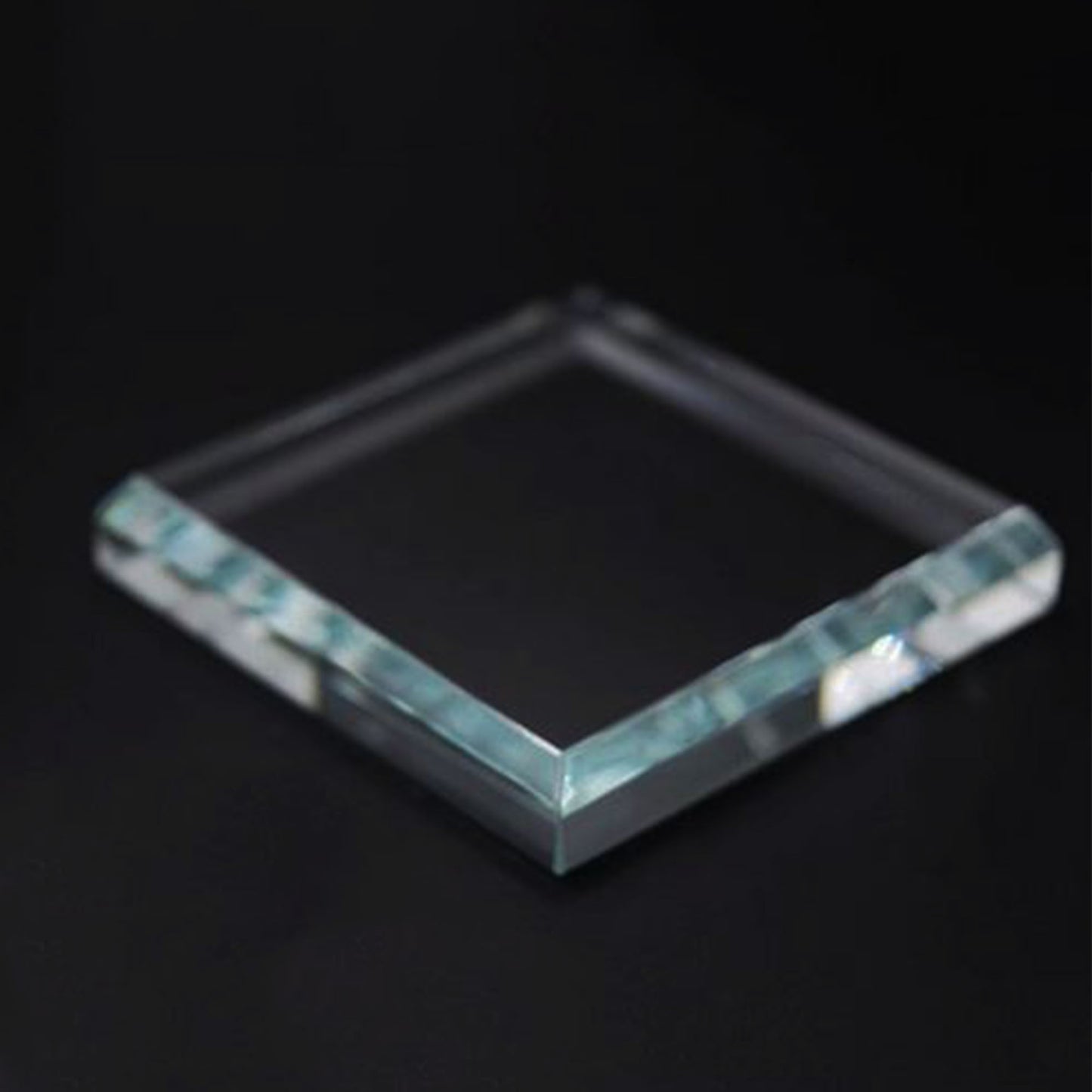 Blank Crystal Cube, Beveled Optical Clear Display Cube Only or with Rotating Base