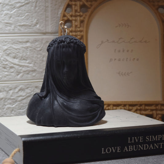 Black Veiled Lady Candle | Gothic Sculpture Candle | Handmade Plam Candle | Dark Art Decor | Unique Gothic Gift