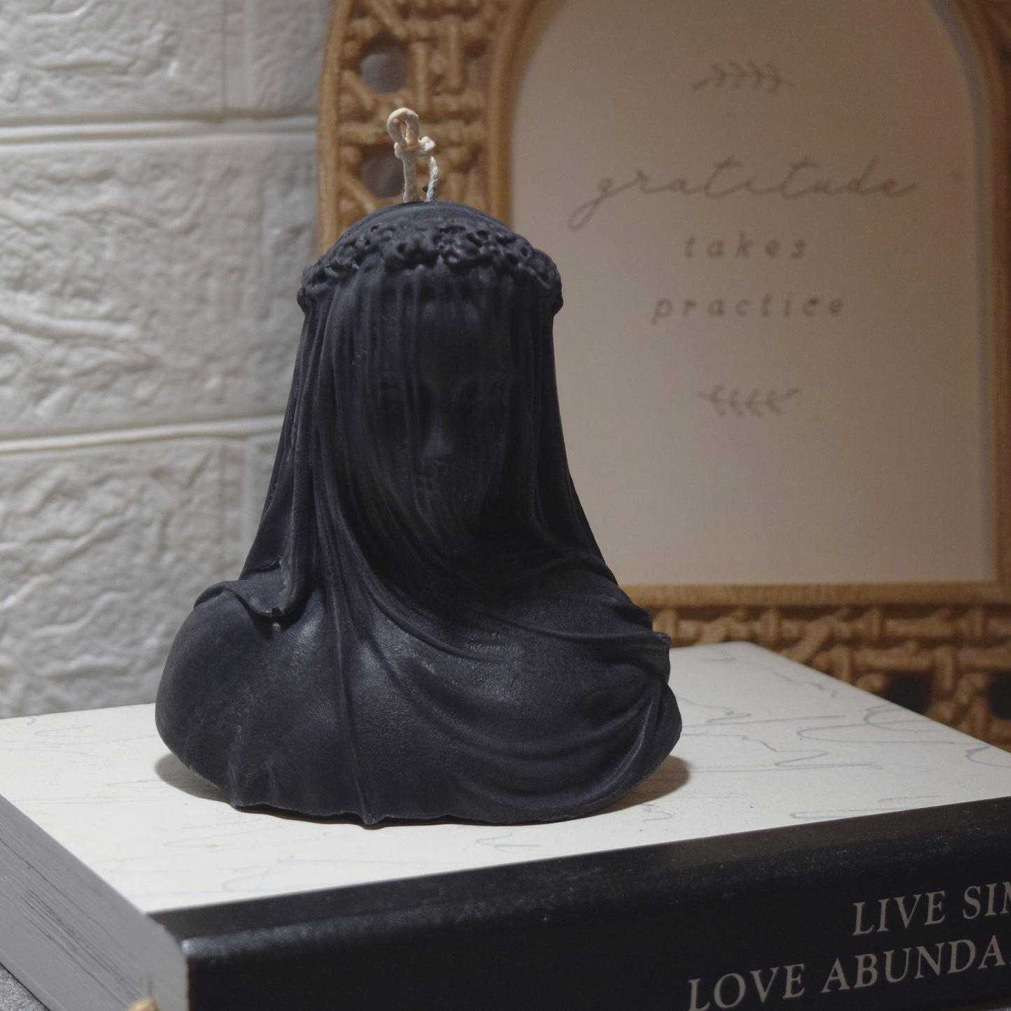 Black Veiled Lady Candle | Gothic Sculpture Candle | Handmade Plam Candle | Dark Art Decor | Unique Gothic Gift