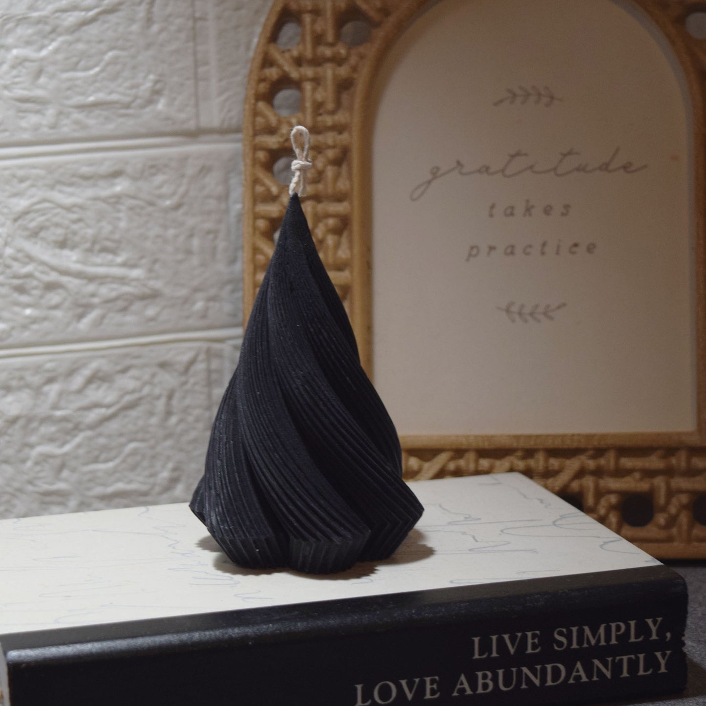 Black Swirl Cone Candle | Palm Wax Candle | Modern Sculptural Candle | Halloween Decor | Unique Dark Art Gift