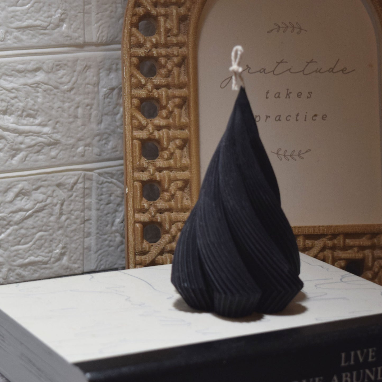 Black Swirl Cone Candle | Palm Wax Candle | Modern Sculptural Candle | Halloween Decor | Unique Dark Art Gift