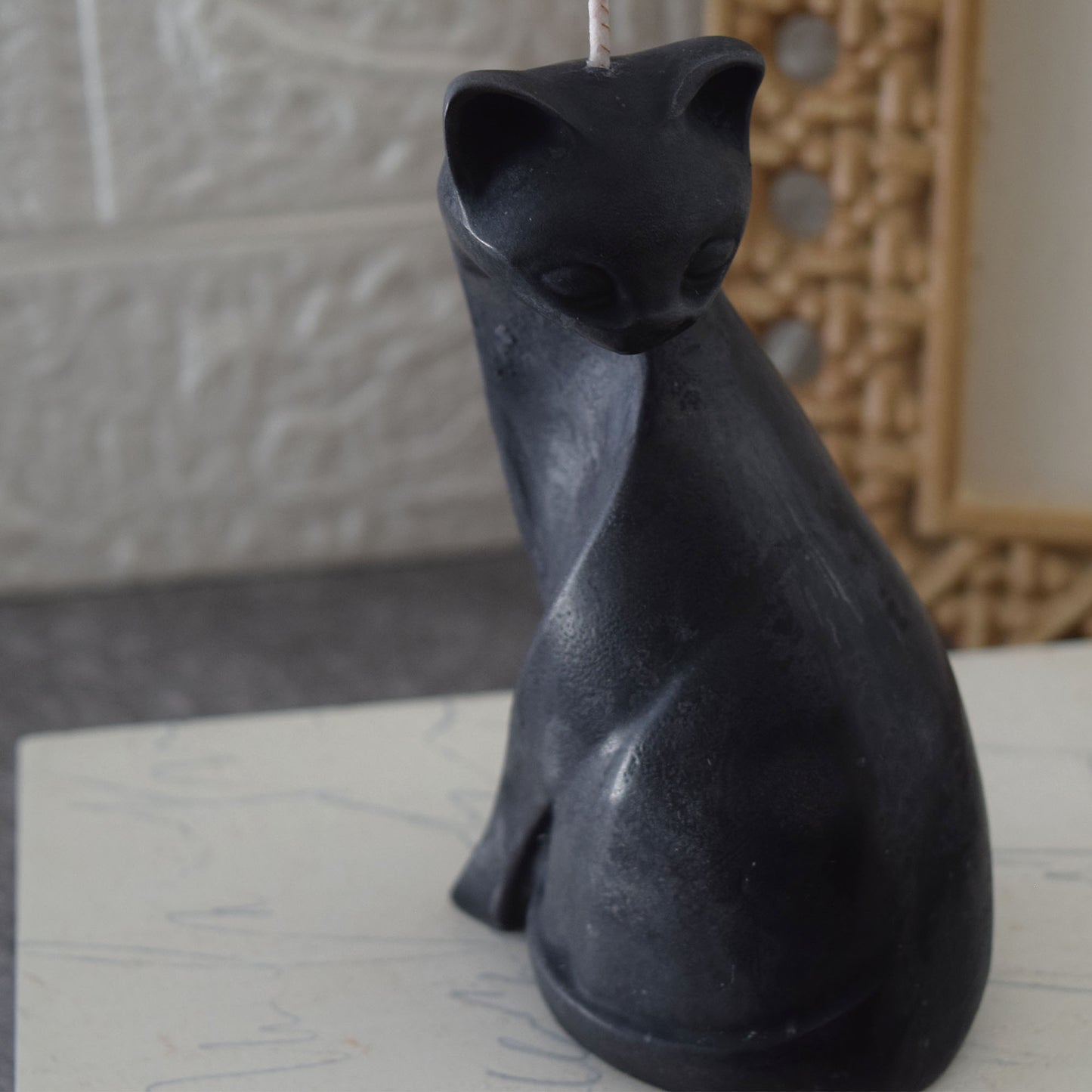 Black Cat Candle | Palm Wax Candle | Witchy Home Decor | Halloween Black Cat Gift | Minimalist Cat Sculpture Candle