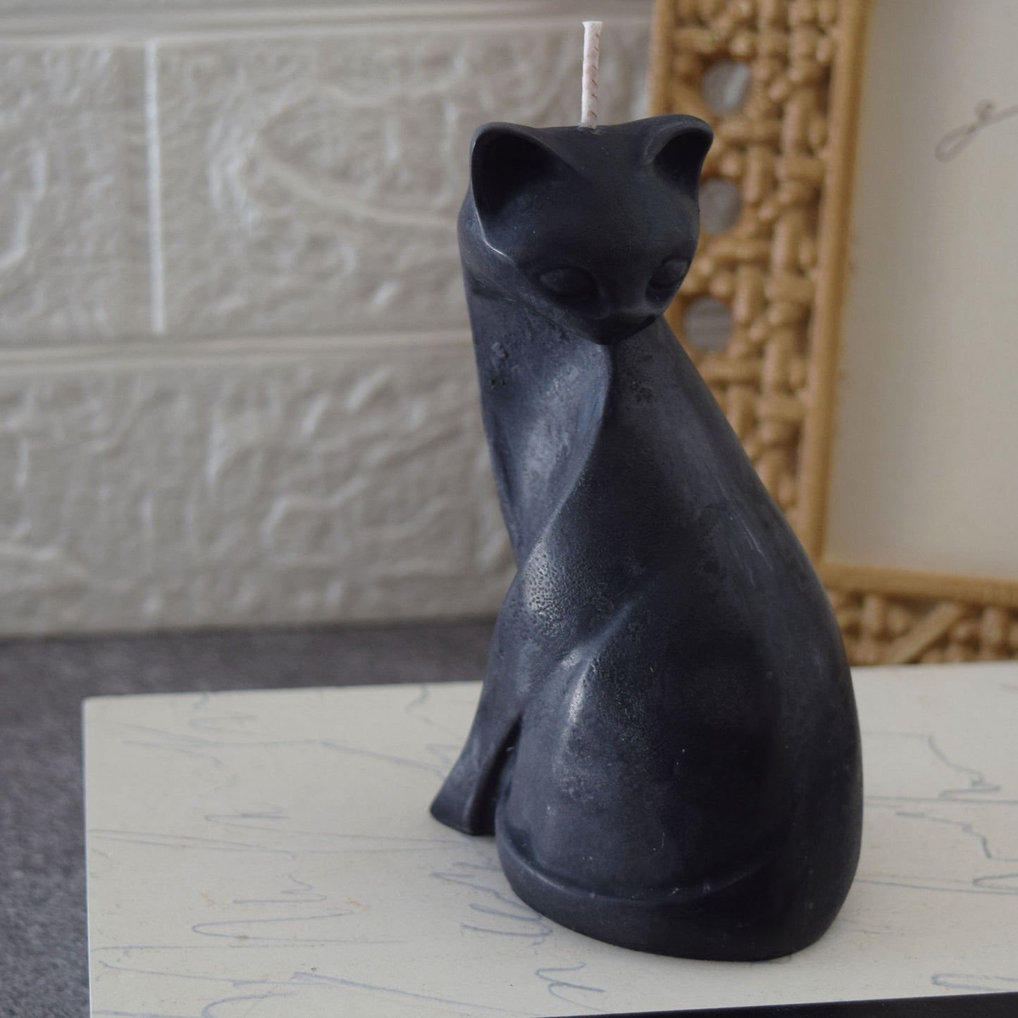Black Cat Candle | Palm Wax Candle | Witchy Home Decor | Halloween Black Cat Gift | Minimalist Cat Sculpture Candle